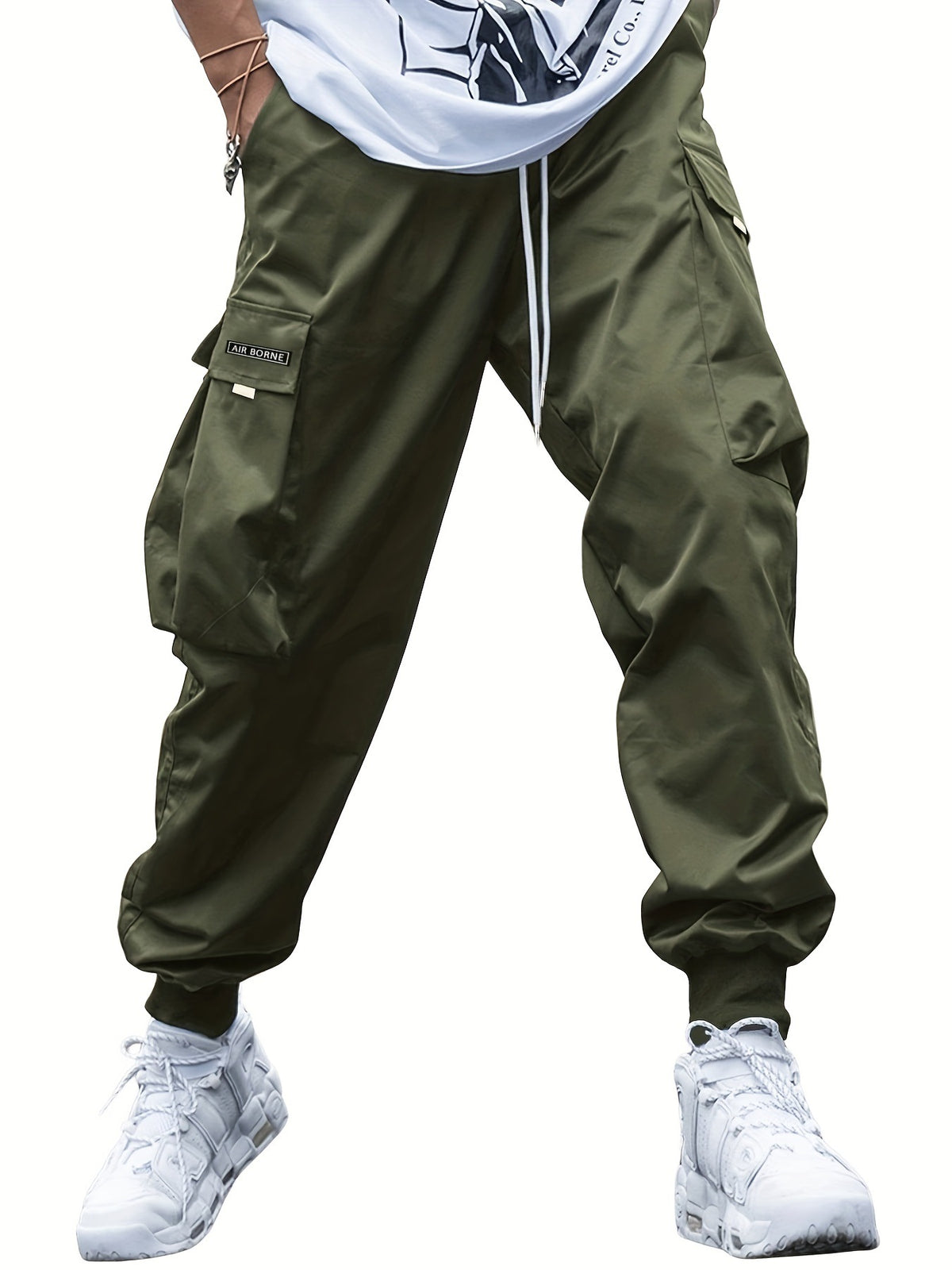 Multi-pocket Cargo Pants Men's Casual Hip-Hop Drawstring Trousers Outdoor Streetwear Sports Pant