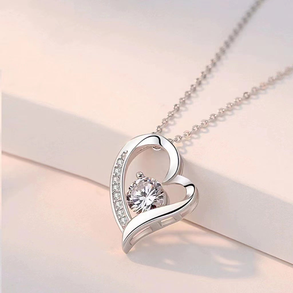 S925 Silver Heart-Shaped Minimalist Versatile Collarbone Necklace