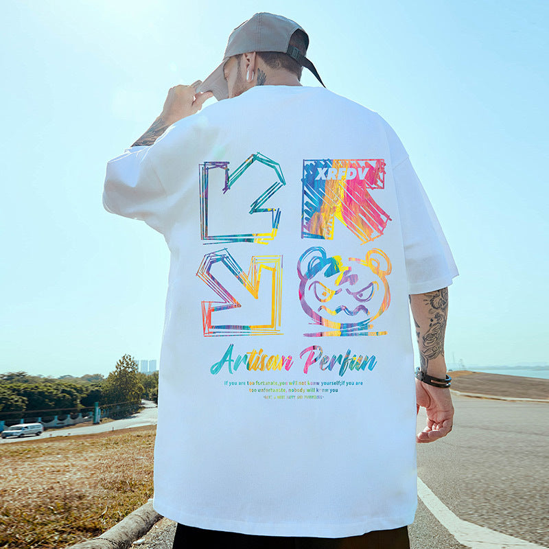 Men's American-style Graffiti Instagram-inspired Oversized Loose-fit Short-sleeve Shirt