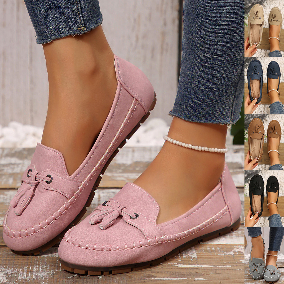 Women's Round Head Loafers Fashion Non-slip Soft Comfortable Flats Shoes