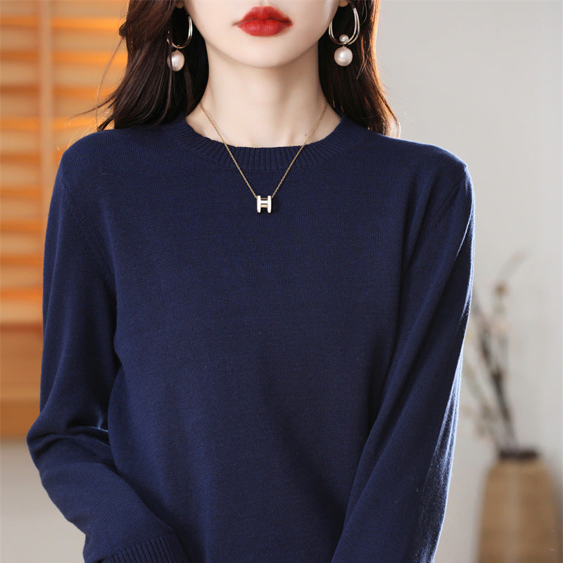 Women's Simple Crew-Neck Pullover Knit Sweater
