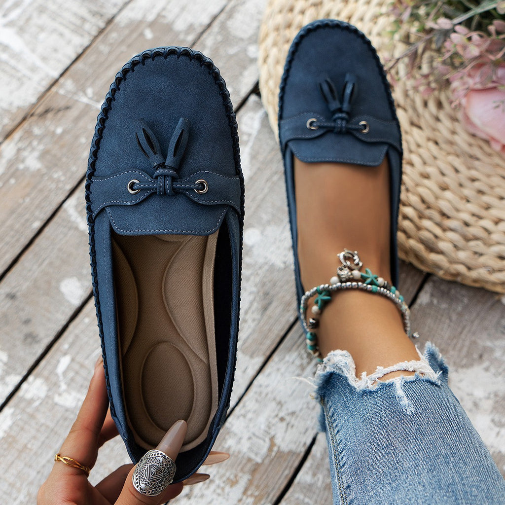 Women's Round Head Loafers Fashion Non-slip Soft Comfortable Flats Shoes