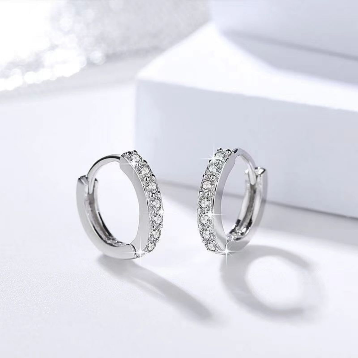 925 Sterling Silver Diamond-Studded Trendy Earrings Simple And Stylish For Students