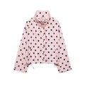 Single-breasted Stand Collar Bow-Tied Polka Dot Coat For Women