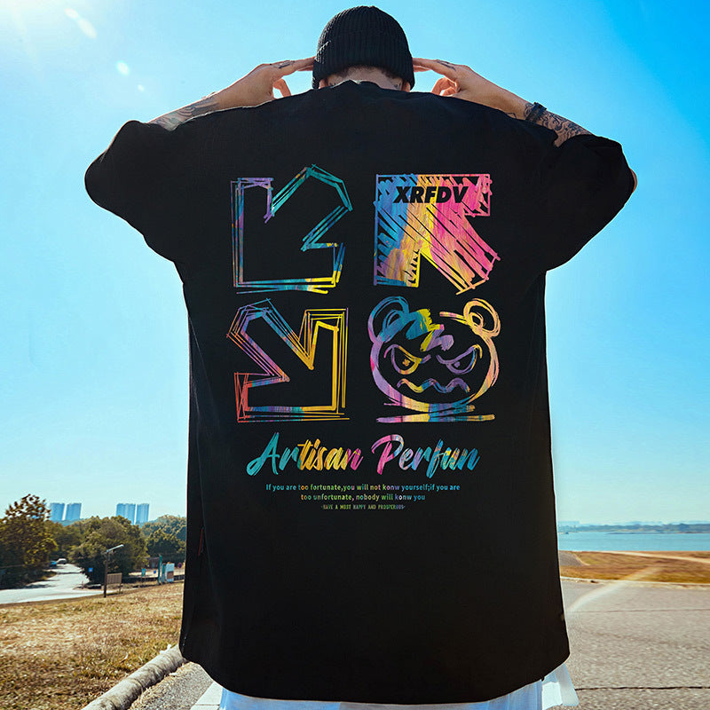 Men's American-style Graffiti Instagram-inspired Oversized Loose-fit Short-sleeve Shirt