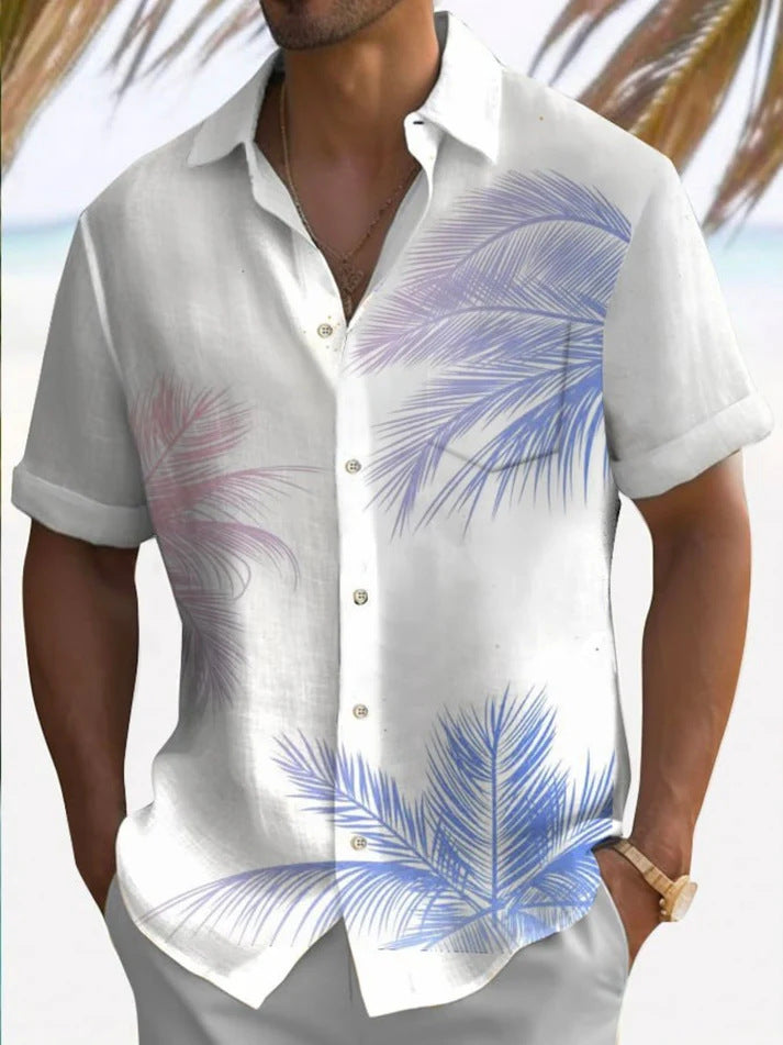 Short Sleeve Lapel Men's Clothing Print Shirt