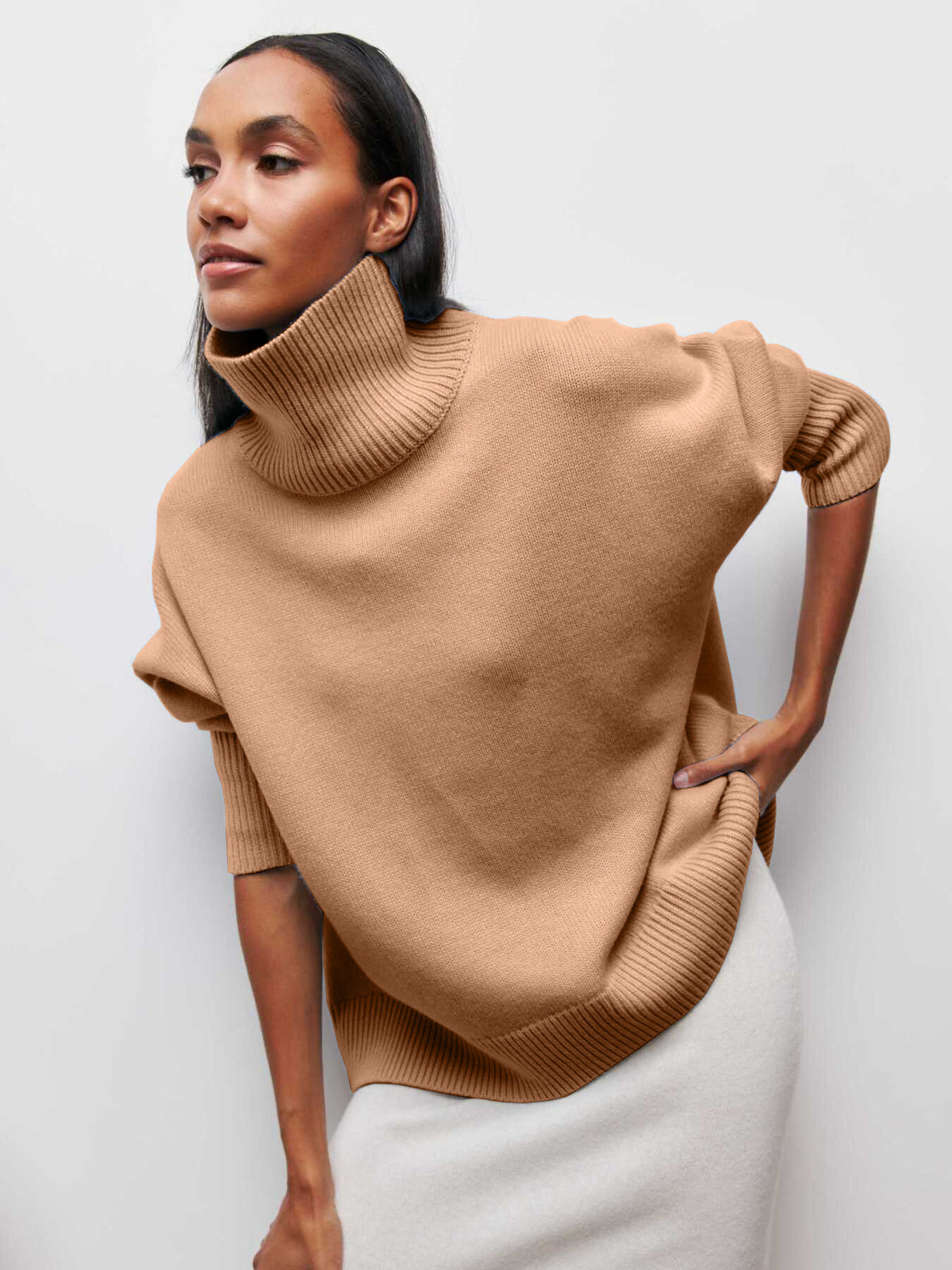 Winter Turtleneck Sweater Ins Solid Color Long Sleeve Pullover Top Women's Clothing