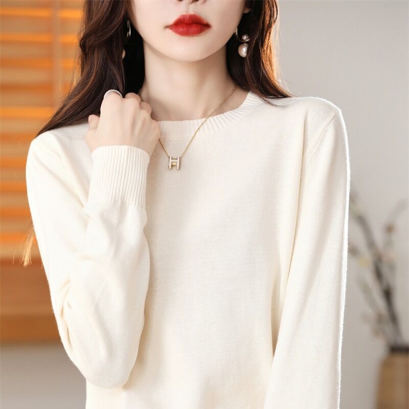 Women's Simple Crew-Neck Pullover Knit Sweater