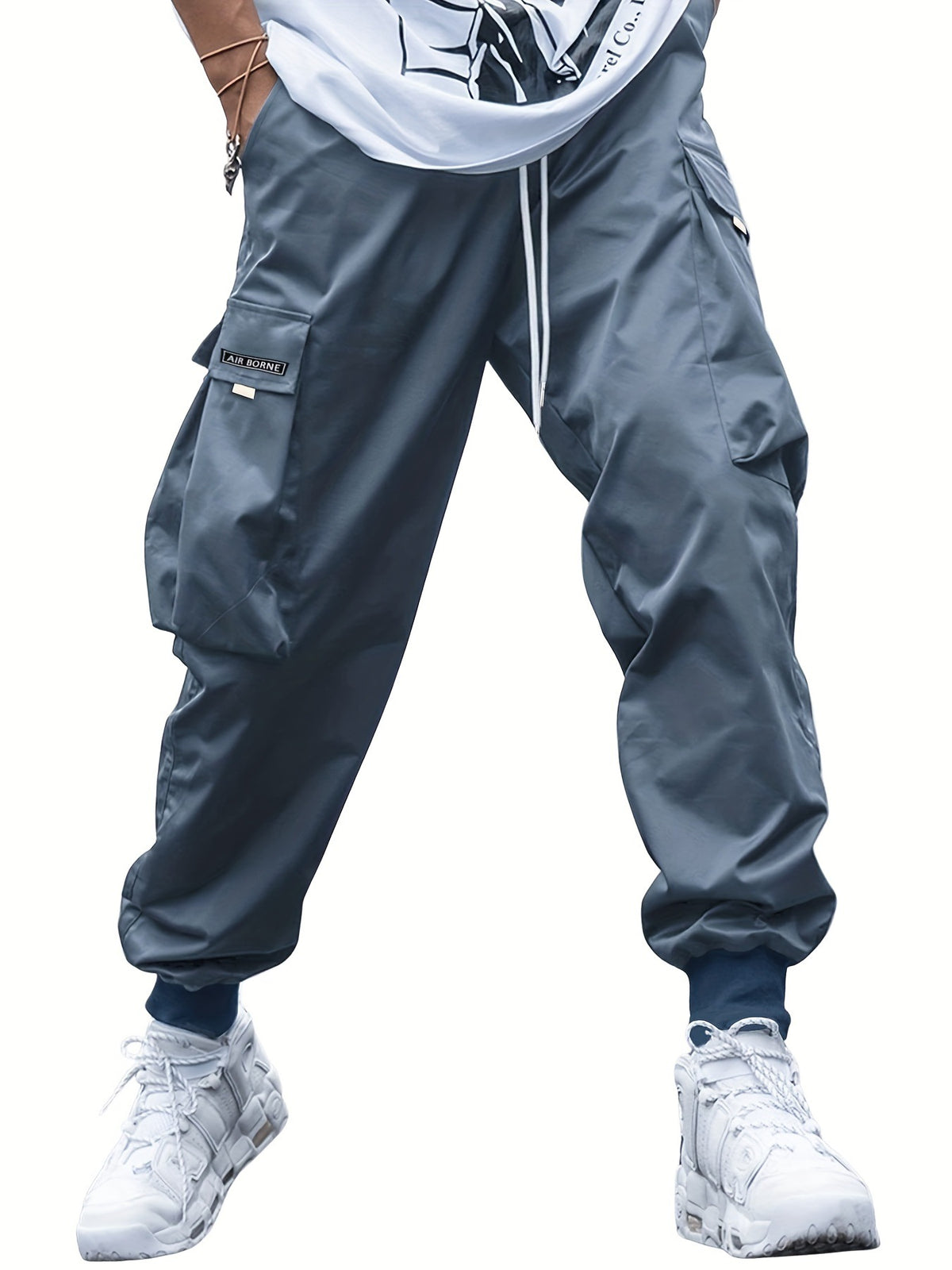 Multi-pocket Cargo Pants Men's Casual Hip-Hop Drawstring Trousers Outdoor Streetwear Sports Pant