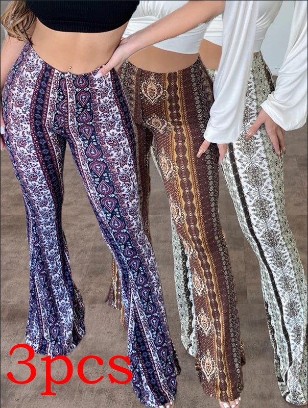 High Elastic Tight Pants Slim Sexy Print Trousers Womens Clothing