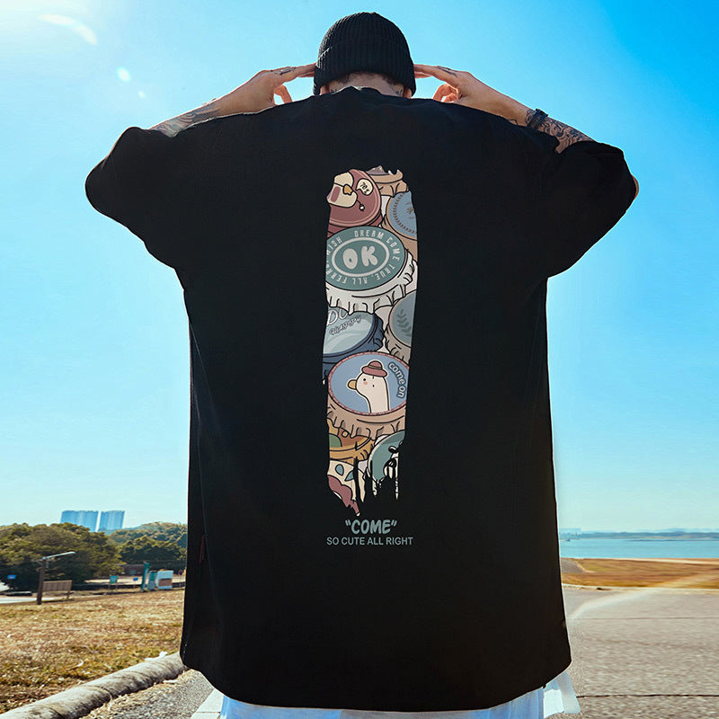 Men's American-style Graffiti Instagram-inspired Oversized Loose-fit Short-sleeve Shirt