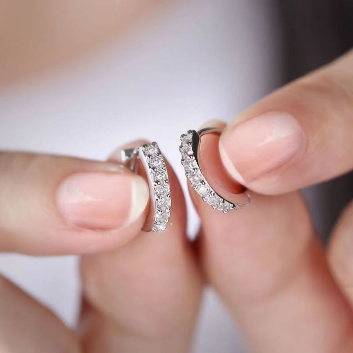 925 Sterling Silver Diamond-Studded Trendy Earrings Simple And Stylish For Students