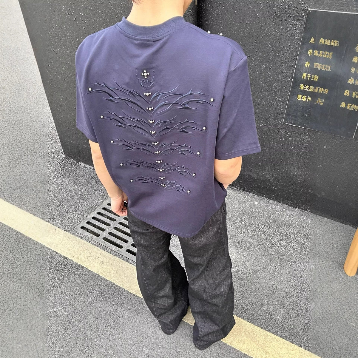 Men's Short Embroidered Rivet Short-Sleeve T-Shirt